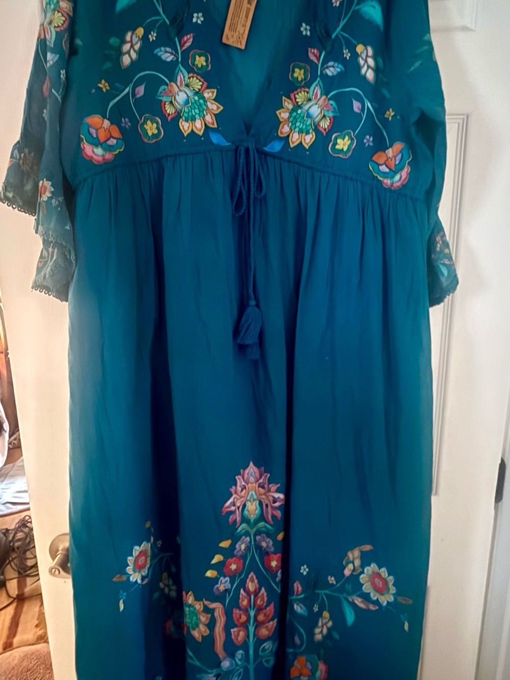 NATURAL LIFE Teal Floral Embroidered Maxi Dress - Picture 2 of 11